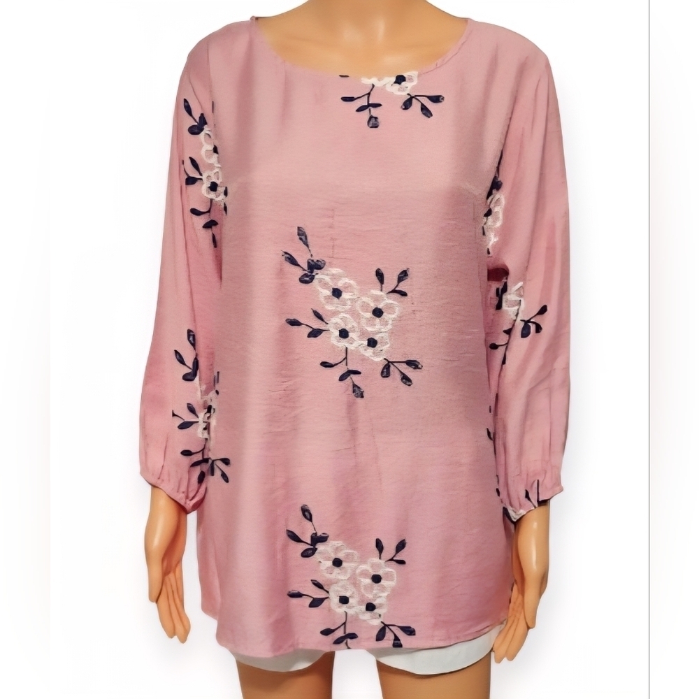 Kindred Pink Floral Long Sleeve Blouse – Size 1X